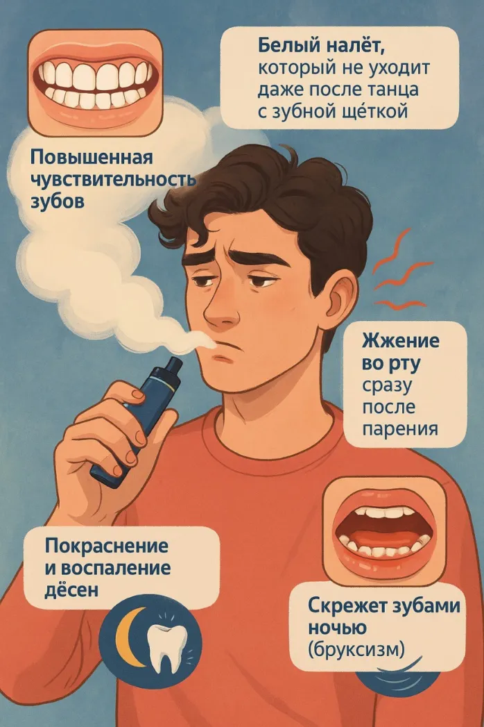 Белый налет и жжение: 5 признаков, что вейп уже вредит вашим зубам